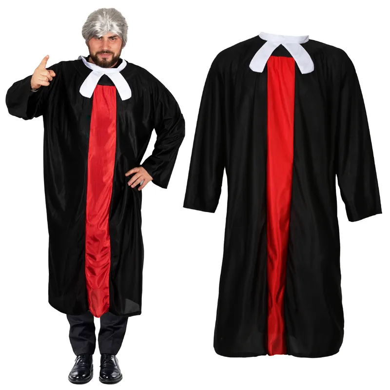 Red Robe Judge Adults Judge's Robe Costume – Classic Black with Red Panelling for ...