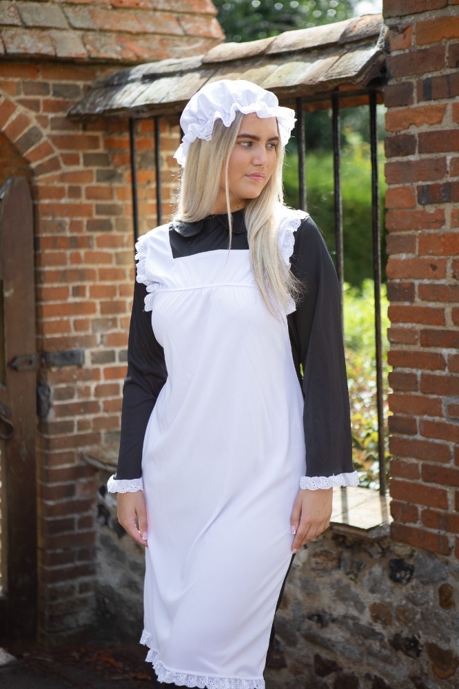 thumbnail image 2 of Ladies White Victorian Waist Apron – Two Pockets – Tudor/Edwardian Parlour Maid – Sparkles 2 of 2