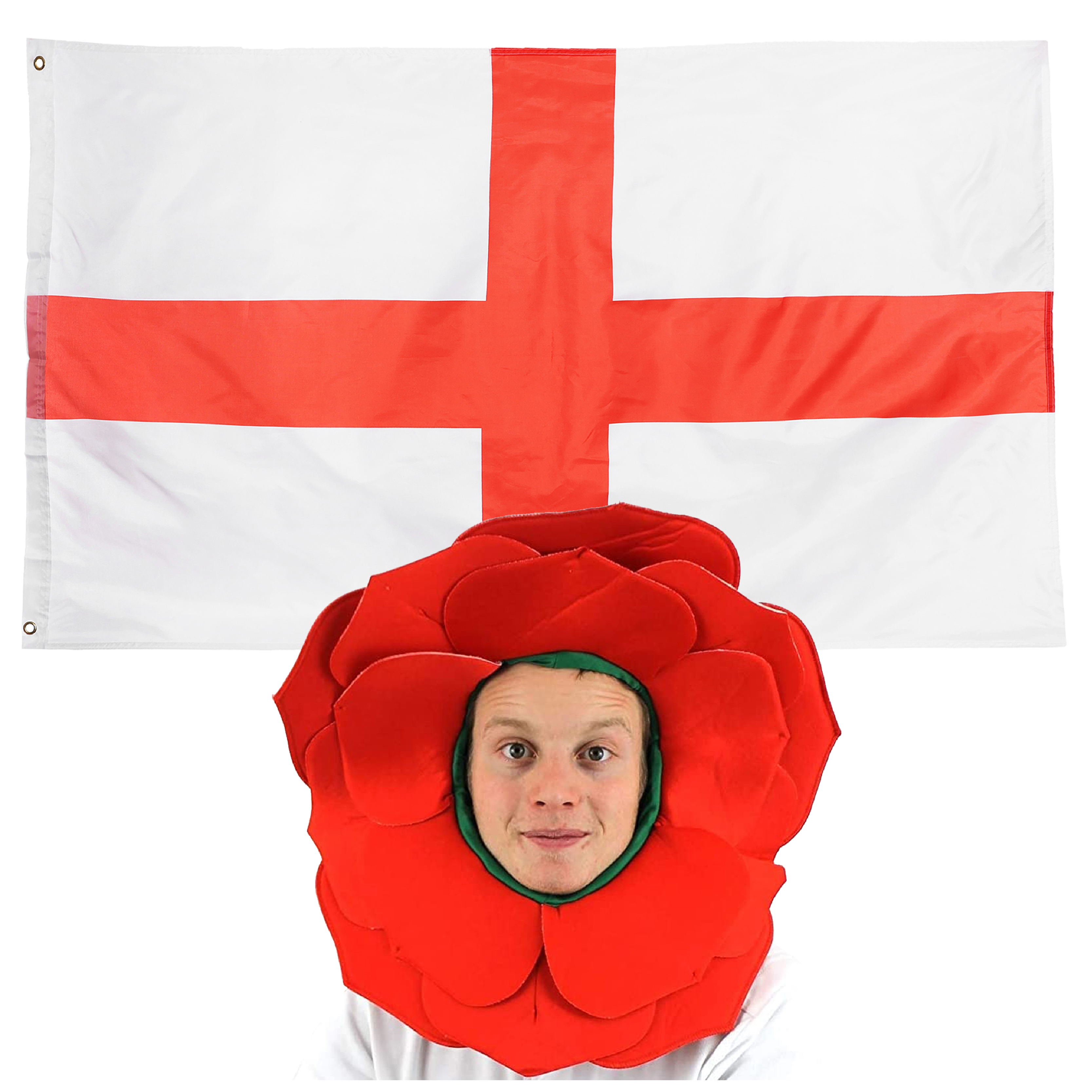 St George's Day Set - Hat and 5ft x 3ft Flag | I Love Fancy Dress