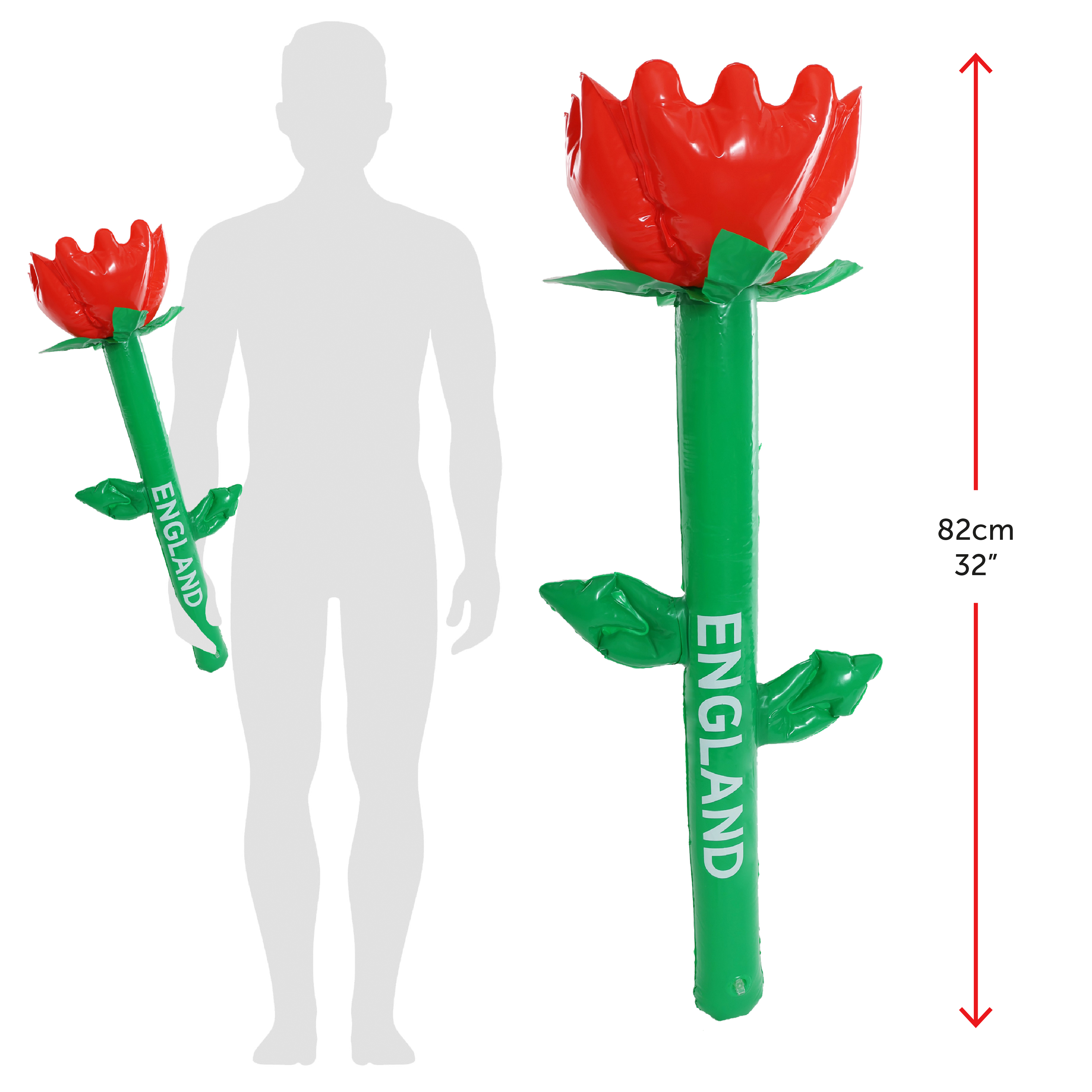 England Flag Cape & Red Inflatable English Rose Flower | I Love Fancy Dress