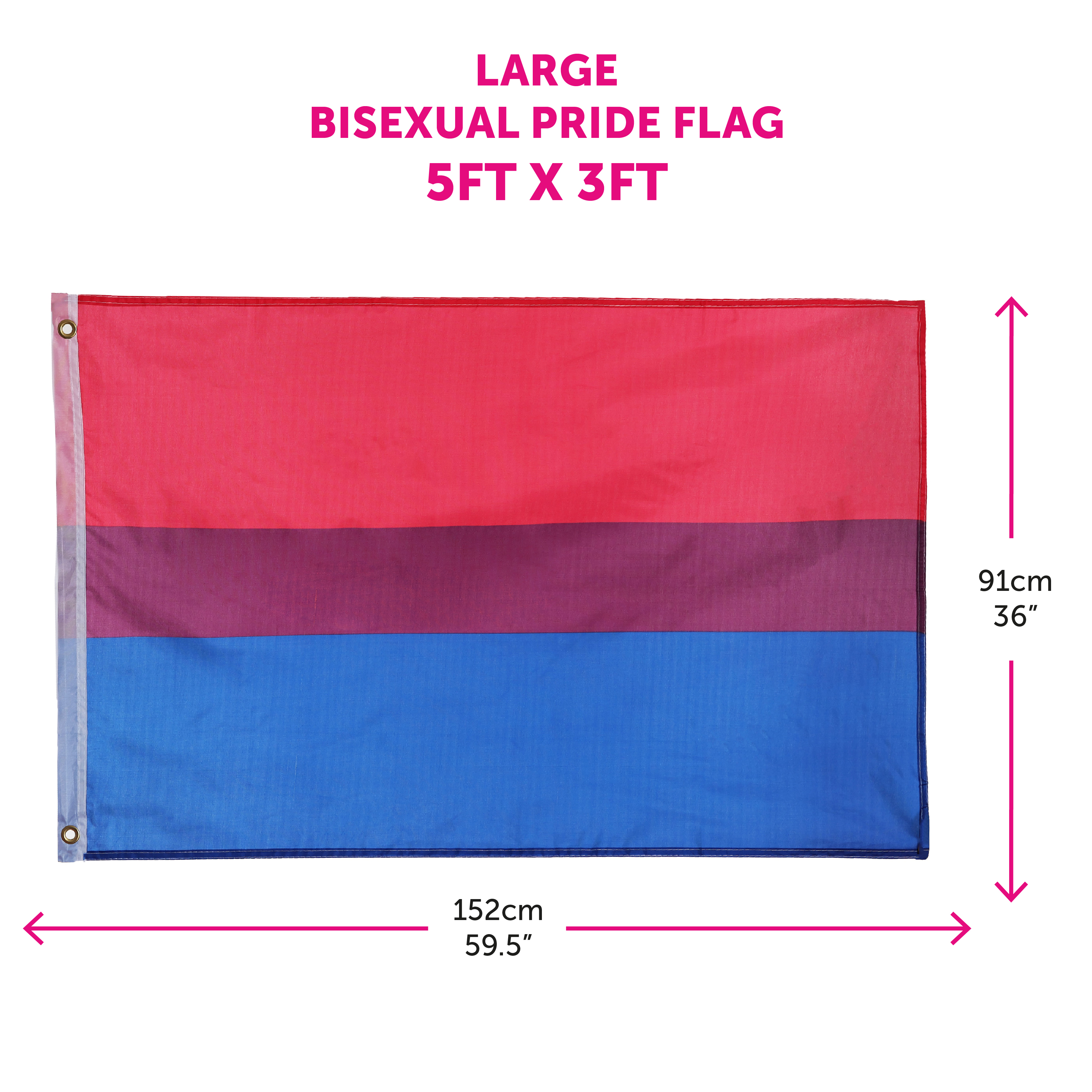 Large 5ft X 3ft Bisexual Pride Flag | I Love Fancy Dress