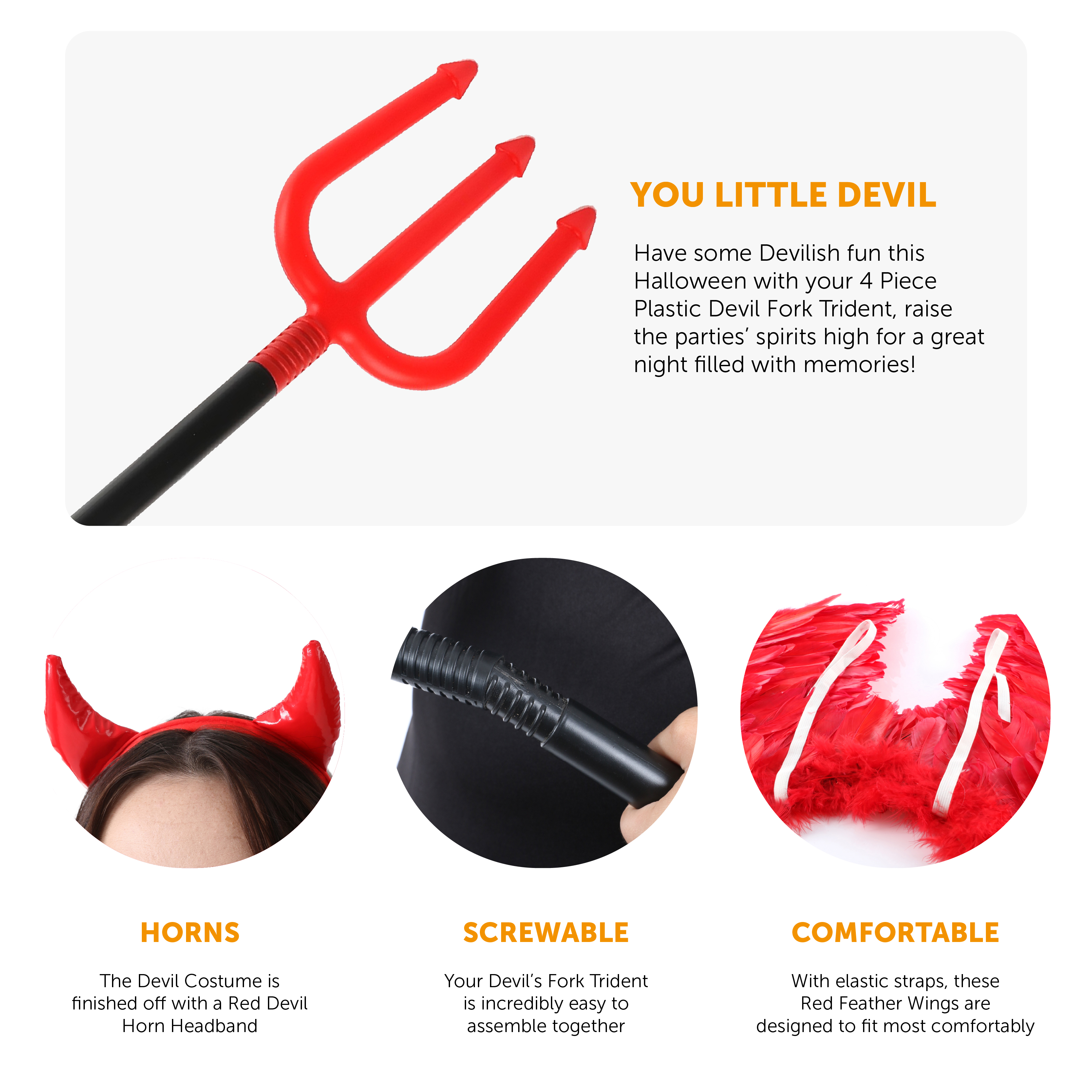 Devil Horns, Wings and Fork Set | I Love Fancy Dress