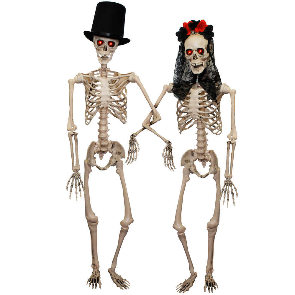 Life Size Skeleton Bride + Groom Prop with Flashing Eyes