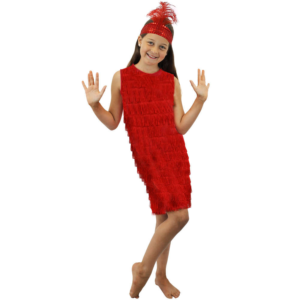 Girls Red Flapper Dress