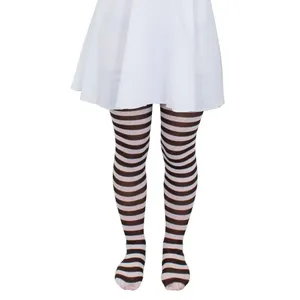 Childs Brown and White Striped Tights