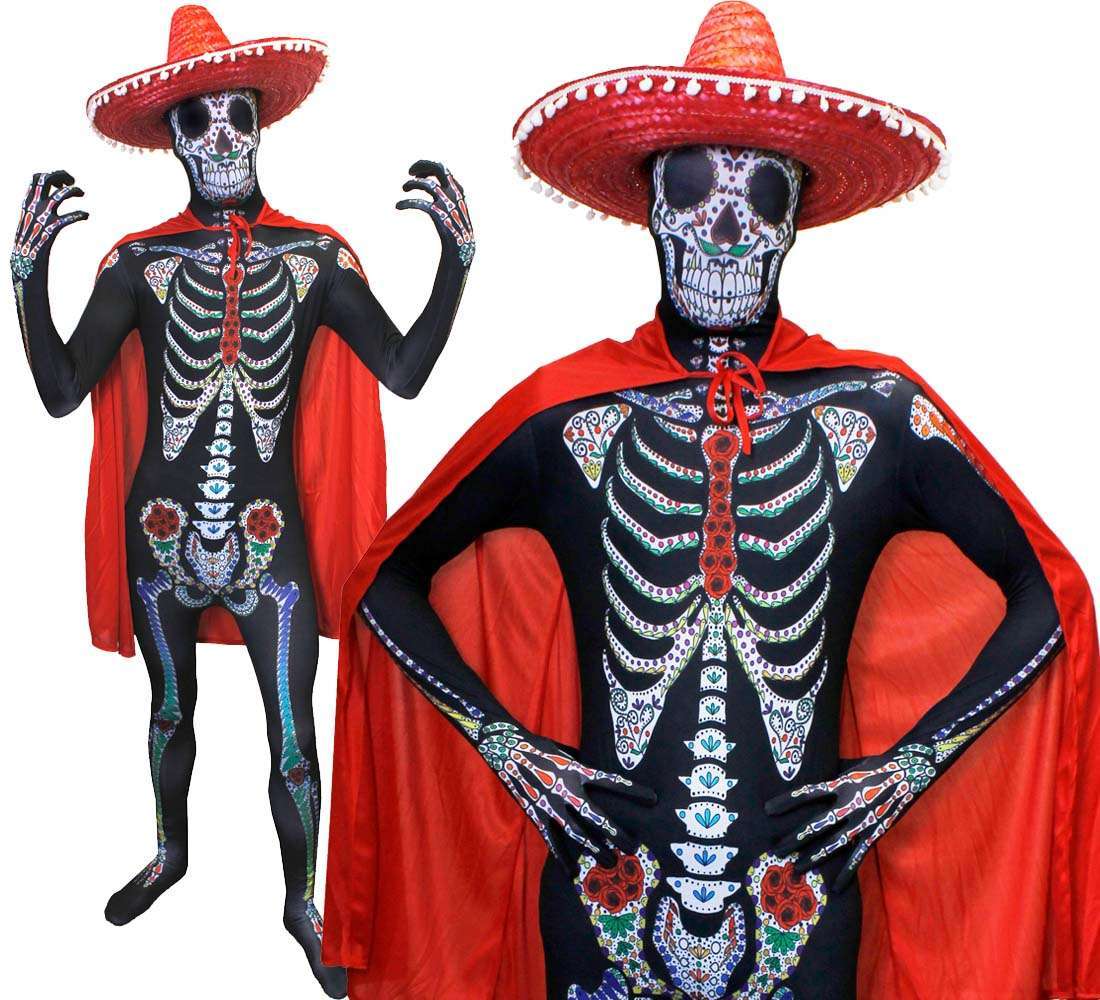 Day of the Dead Sugar Skeleton Skinsuit - Red
