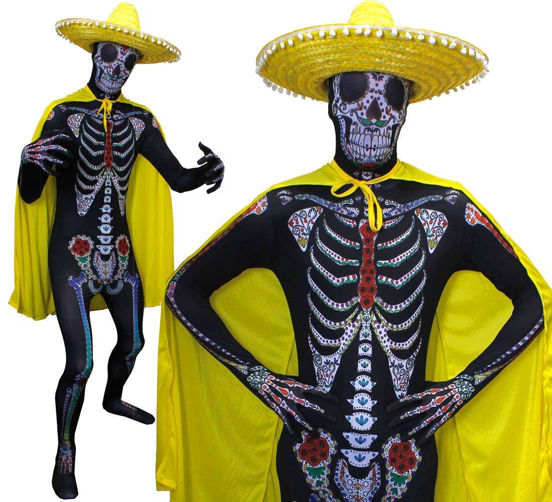 Day of the Dead Sugar Skeleton Skinsuit - Yellow