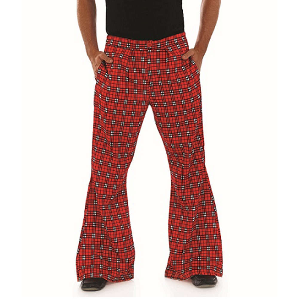 Mens Flared Tartan Trousers