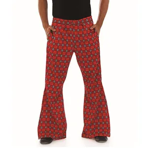 Mens Flared Tartan Trousers