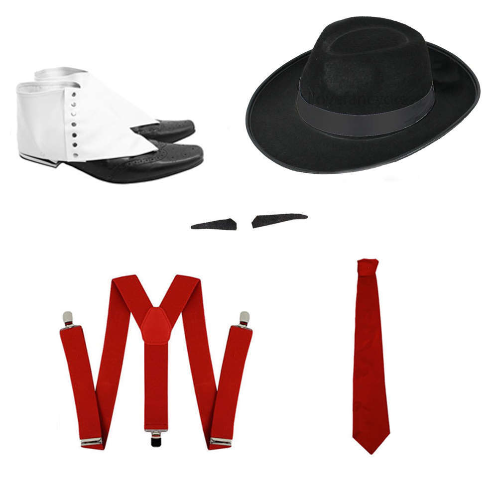 Red Gangster Set - Black Trilby Black Band