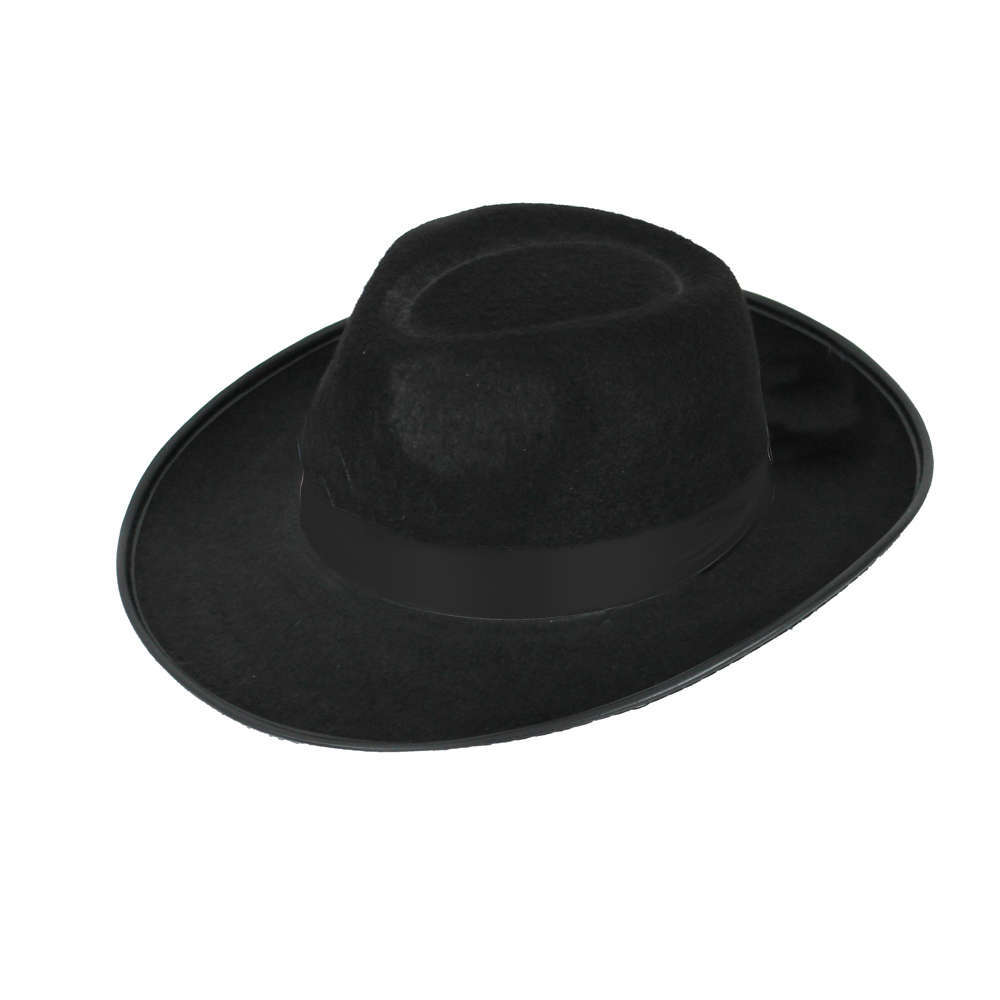 Adults Black Gangster Hat with Black Band