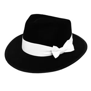 Black Trilby with White Band