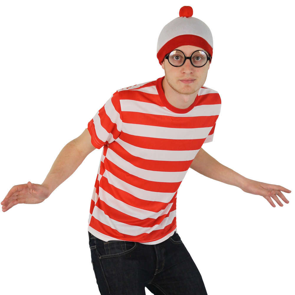Adults Find Me Costume - Short Sleeve Top, Bobble Hat & Round Glasses