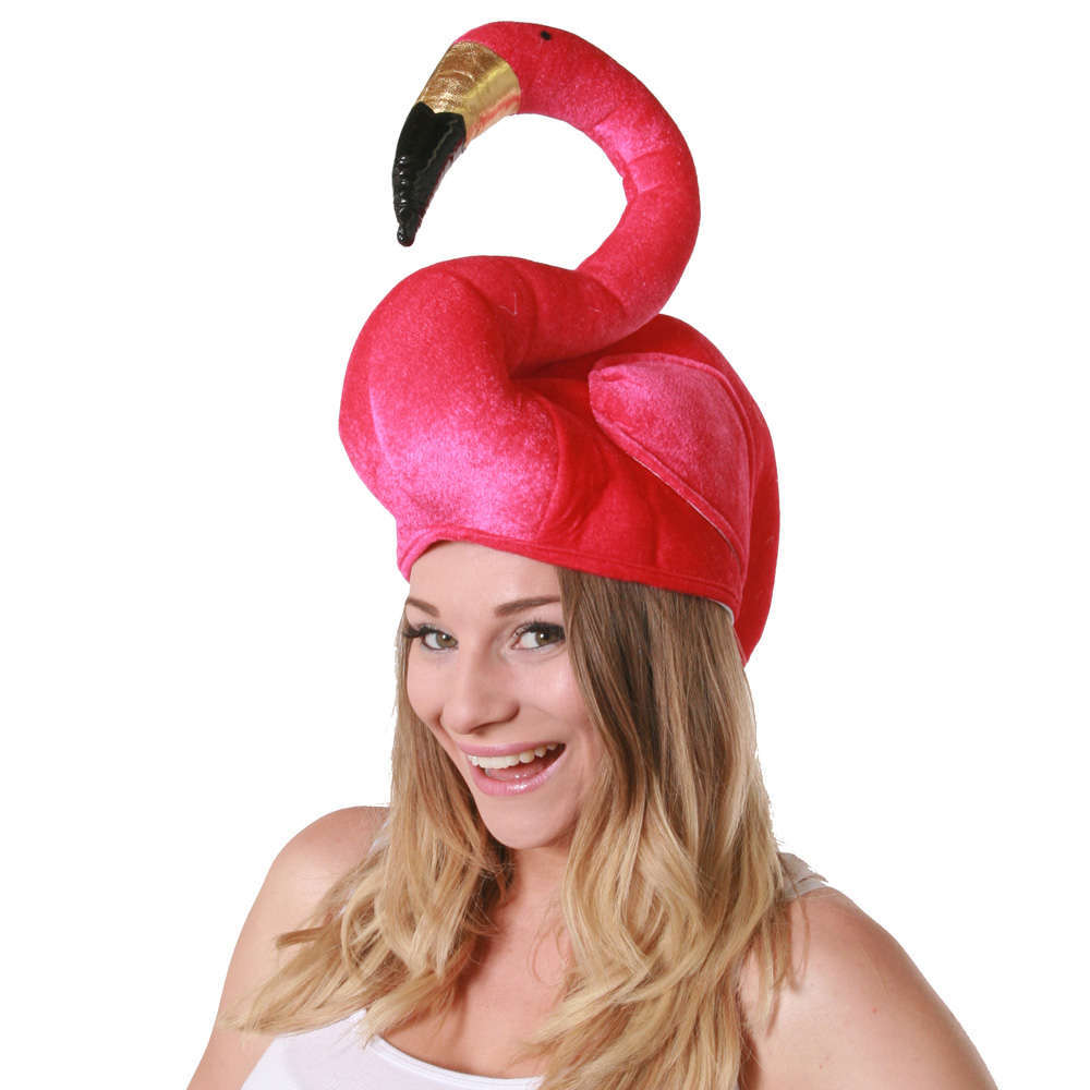 Pink Flamingo Novelty Hat – Plush Fancy Dress Accessory for Adults
