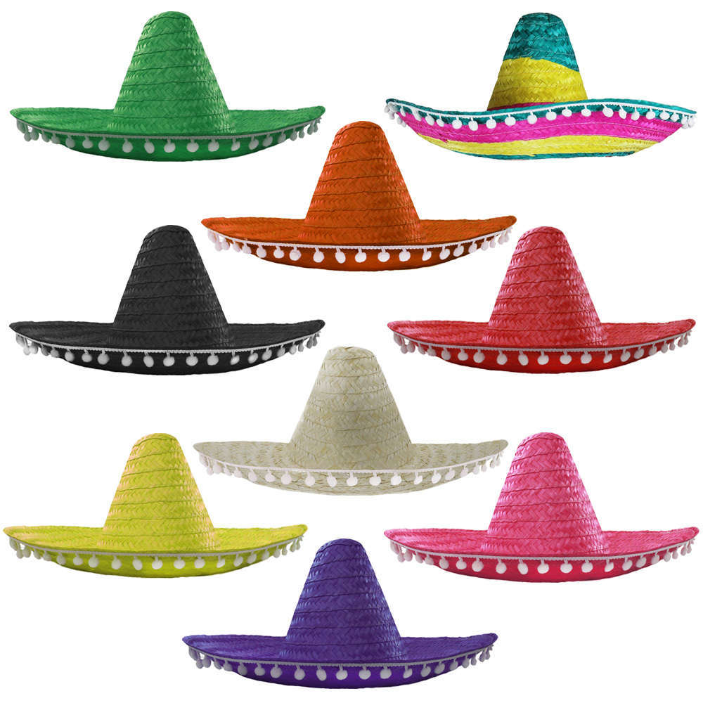Mexican Sombrero with Pom Pom Edging