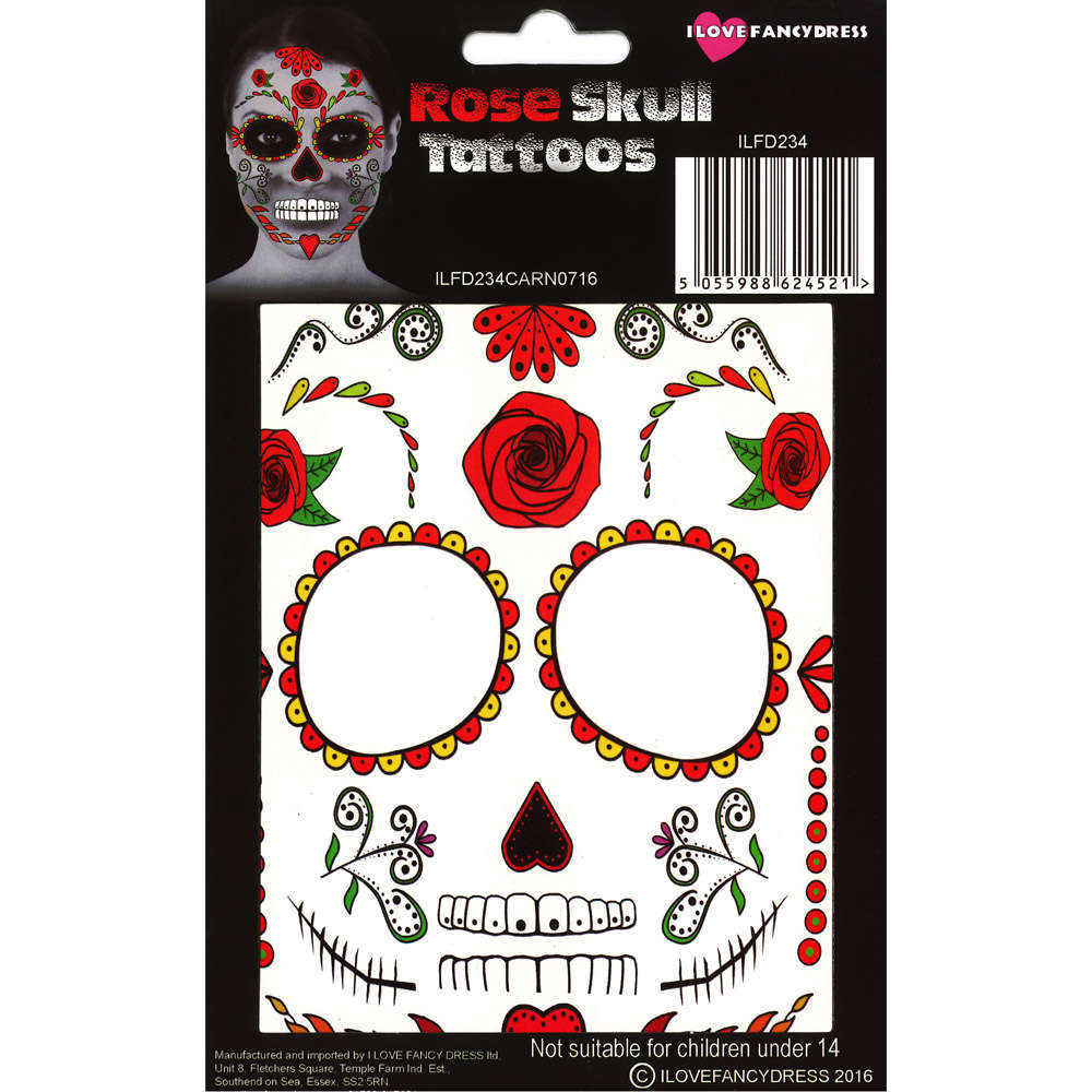 Rose Skull Face Tattoo