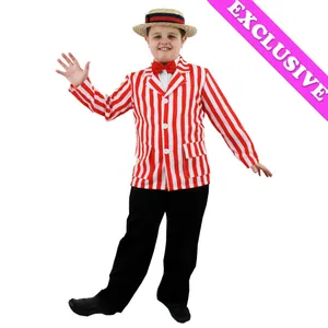 Childrens Red and White Striped Blazer + Straw Boater