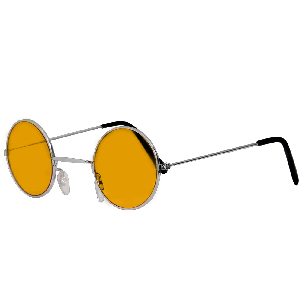 Circular Glasses with Orange Lens