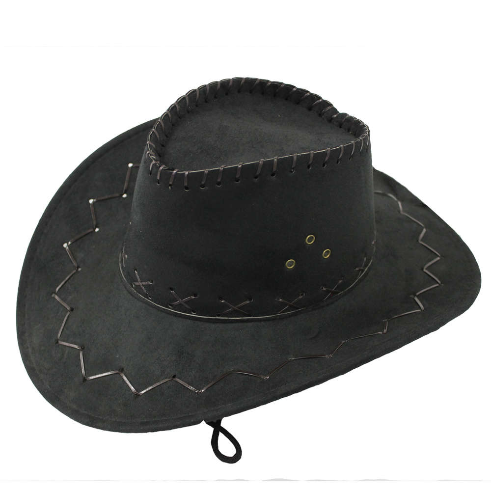 Black Faux Suede Cowboy Hat