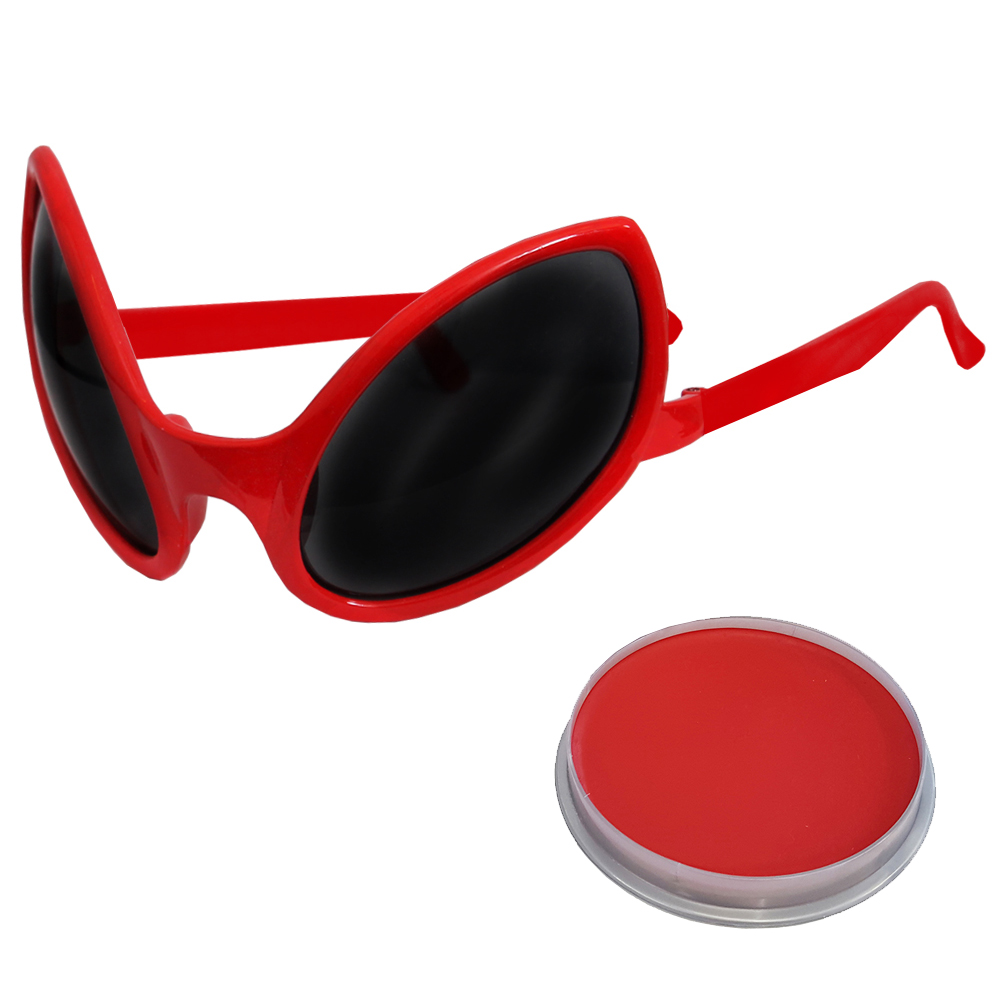 Red Alien Glasses With Face Paint