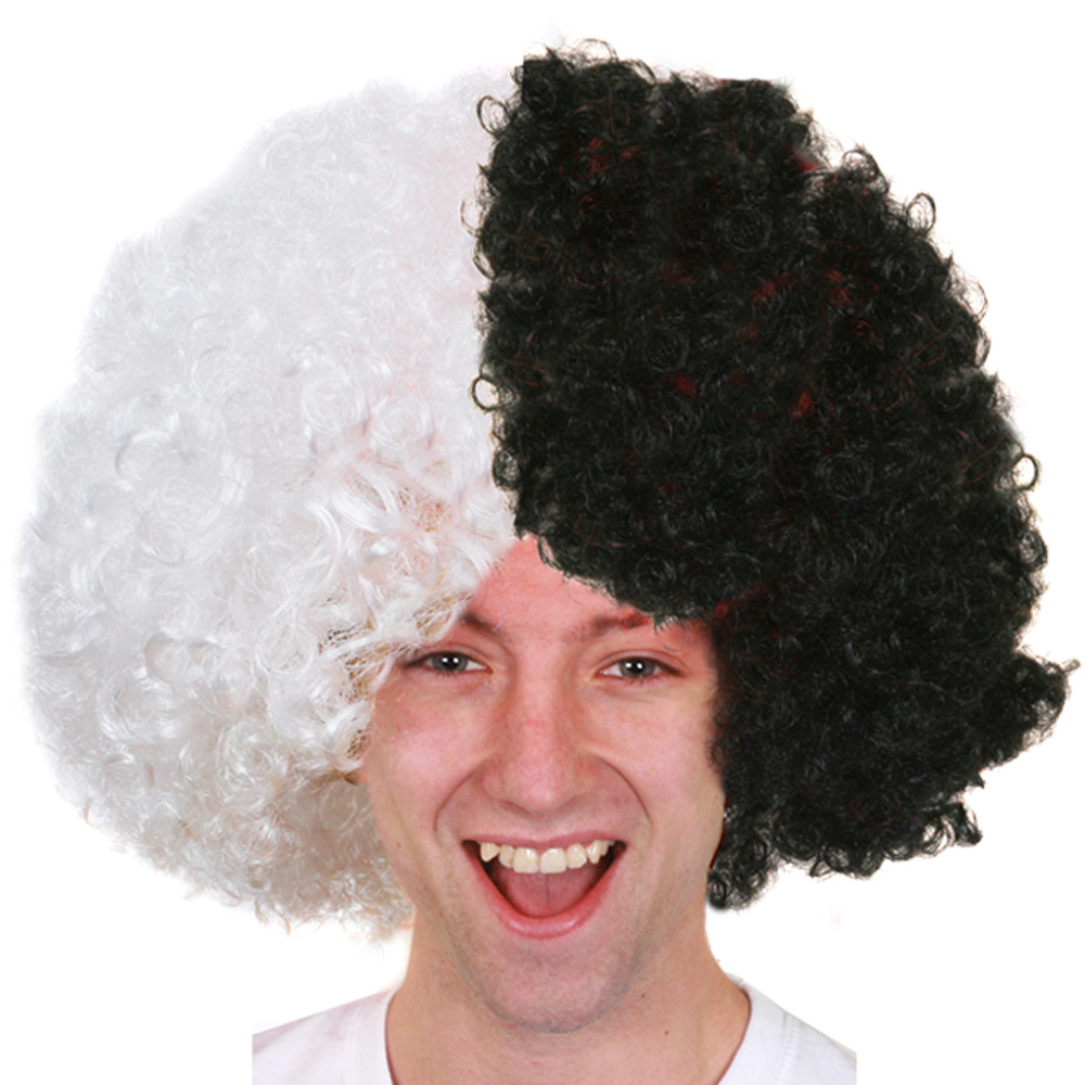 Supporters Afro Wig - Black & White