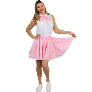 Ladies Short Polka Dot Skirt - Baby Pink/White
