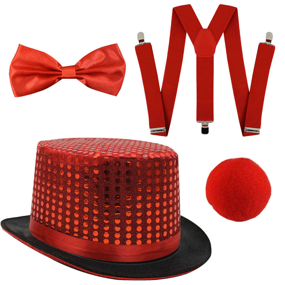 Red Nose Day Set - Sequin Top Hat