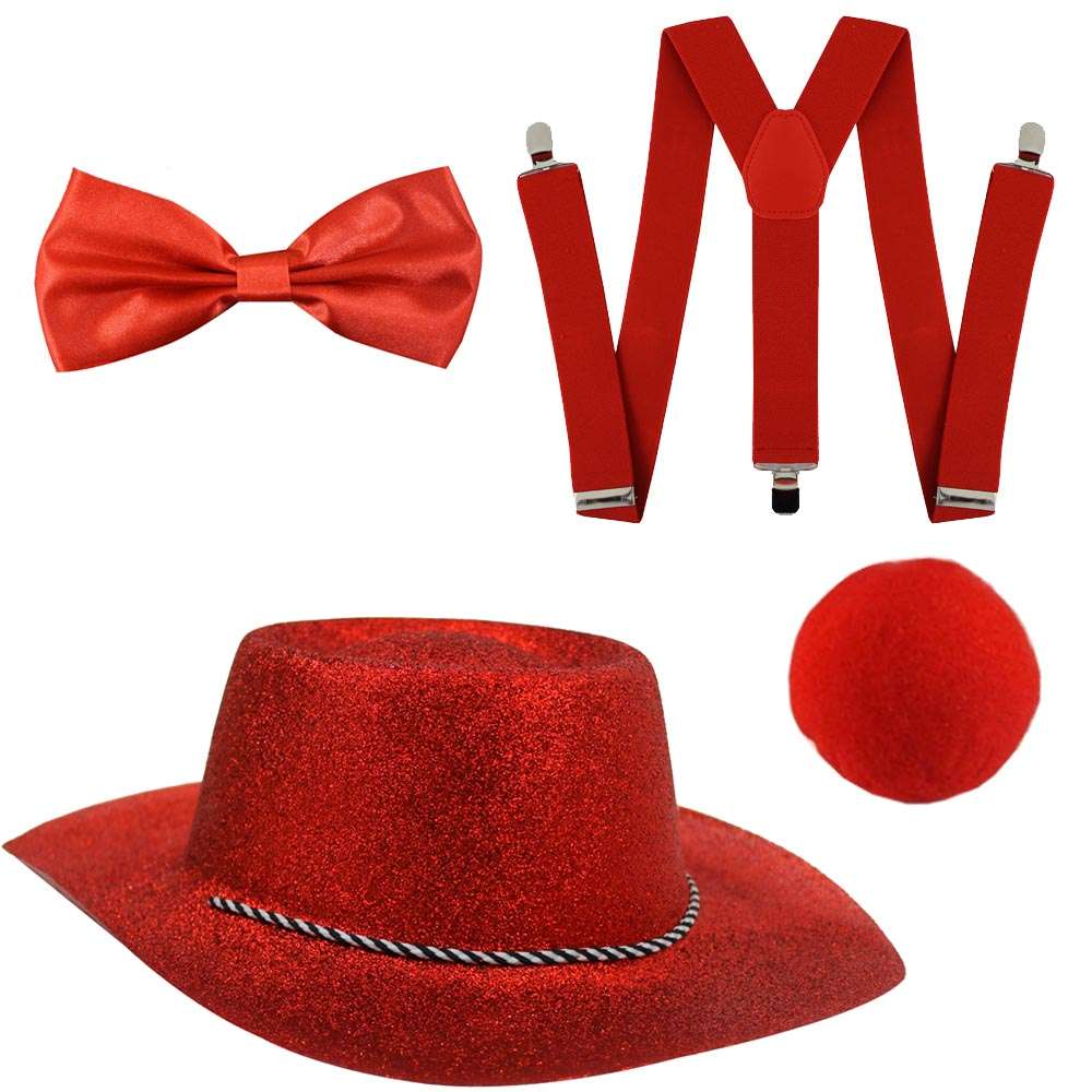 Red Nose Day Set - Glitter Cowboy Hat