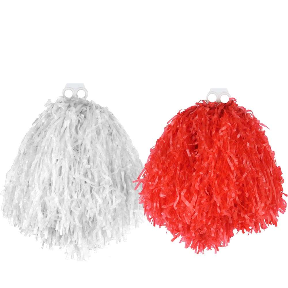 Red and White Jumbo Pom Poms