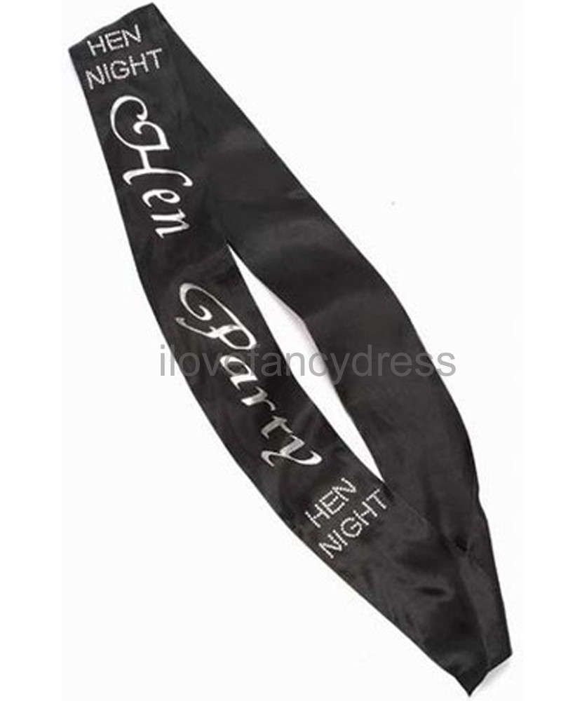 Hen Party Black and Silver Satin Sash