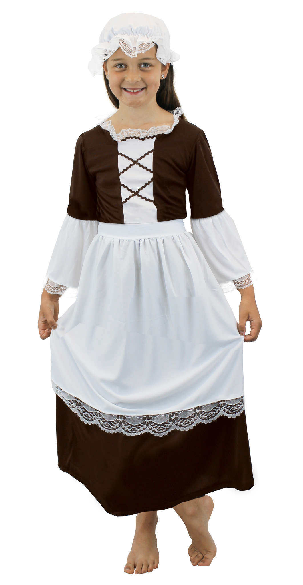 Girls Brown Tudor Maid Costume