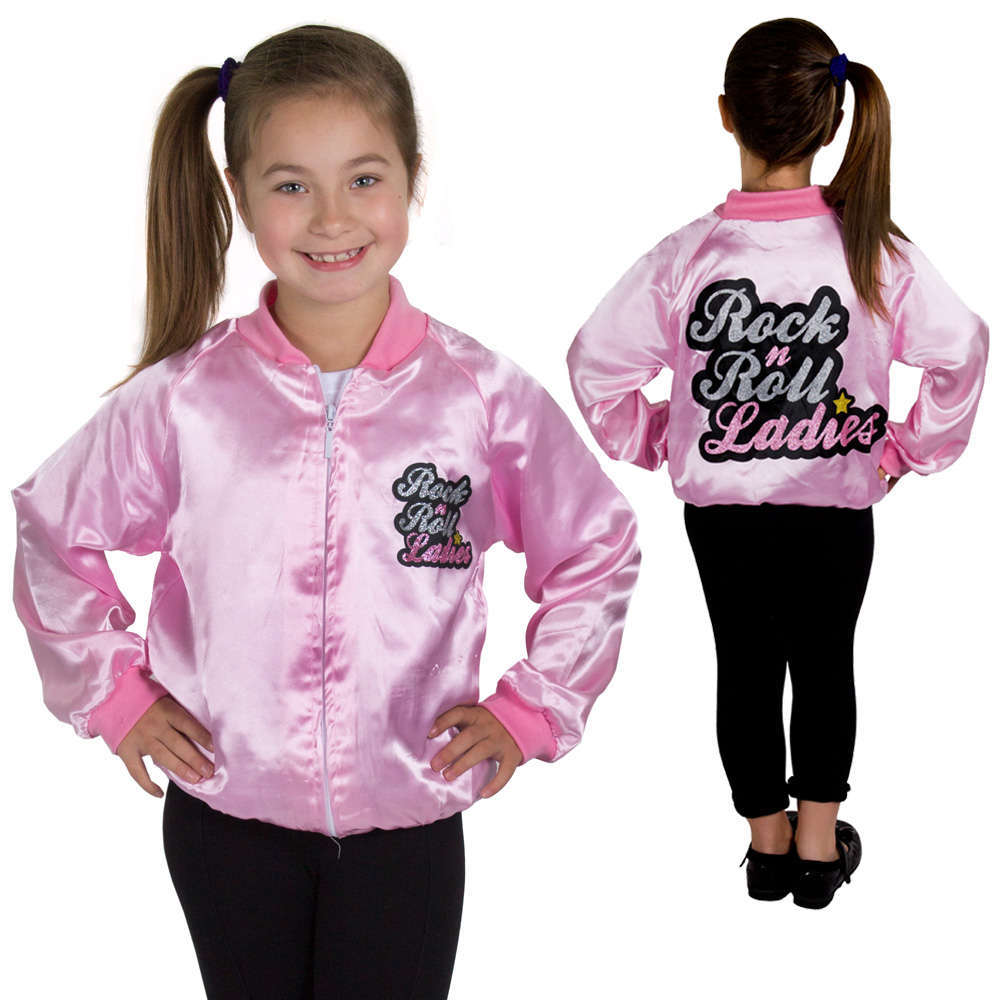 ladies rock and roll fancy dress Girls 'Pink Ladies' n Jacket modest velvet dress